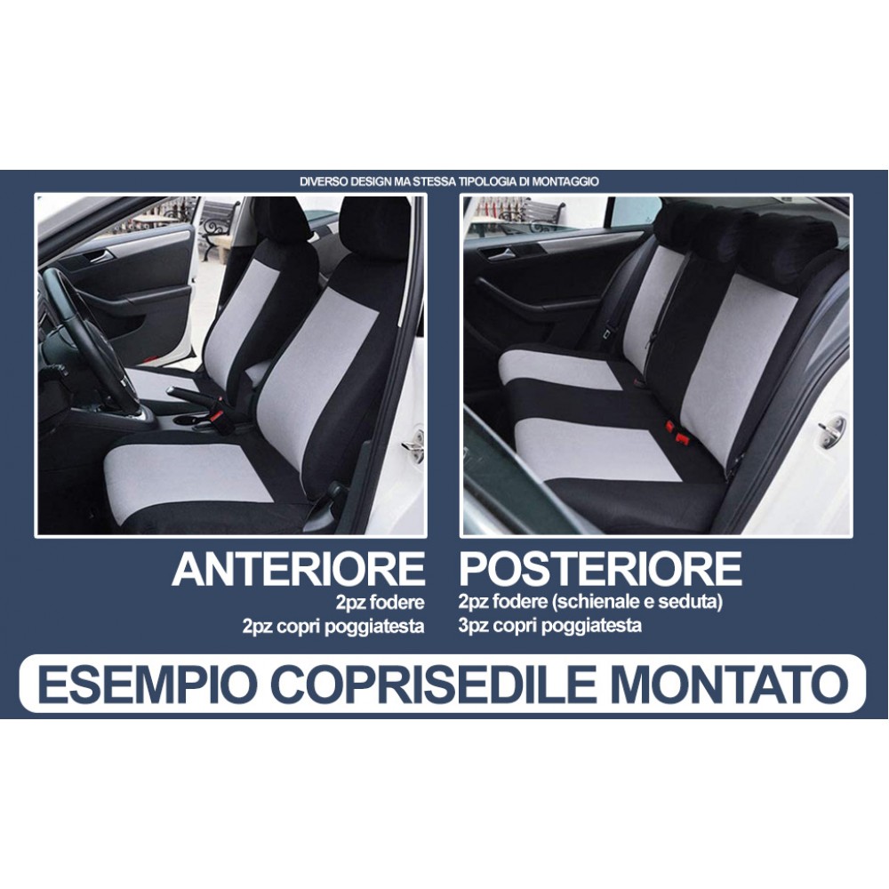 Susy Shop Coprisedili Compatibili con auto posteriori divisibili 1/3-2/3  (solo schienale), Fodere per sedili Auto In Vari Colori (Nero - Mimetico