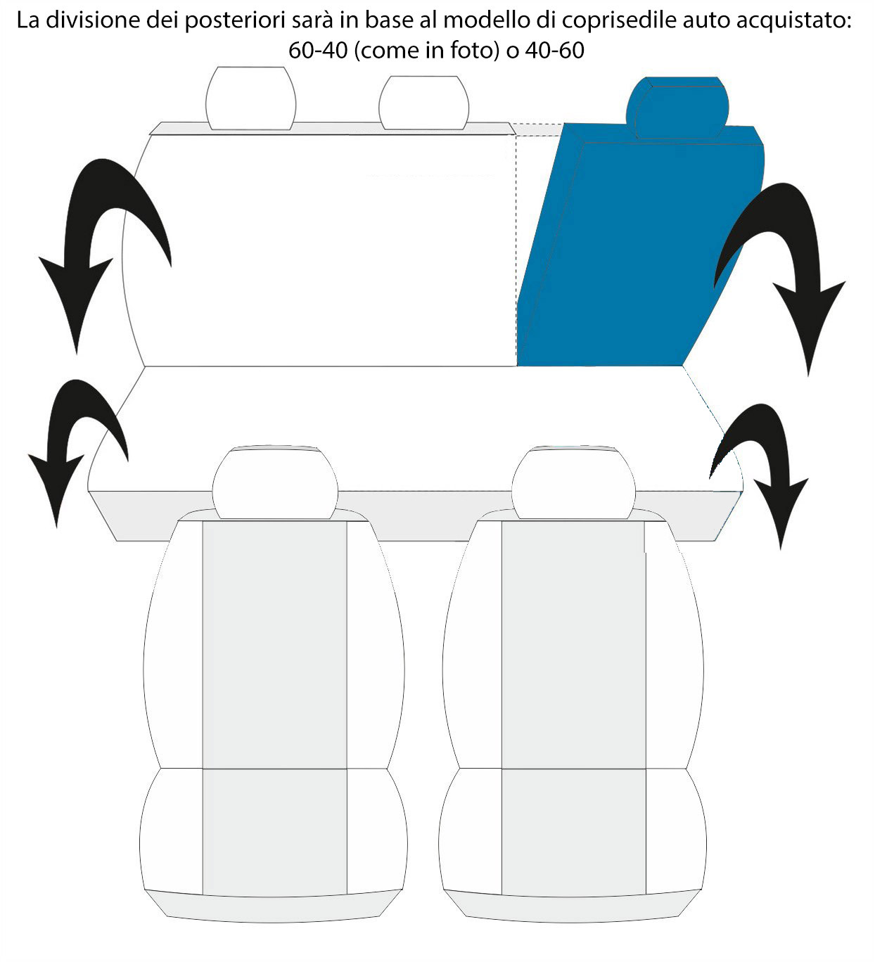Lupex Shop Copri-sedili Auto Compatibili Panda Seconda Serie (mod.169)  Versione 50e50, Nero Grigio Chiaro, Set Copri-Sedile Anteriori e  Posteriori, Logo Ricamato, Airbag Compatibile