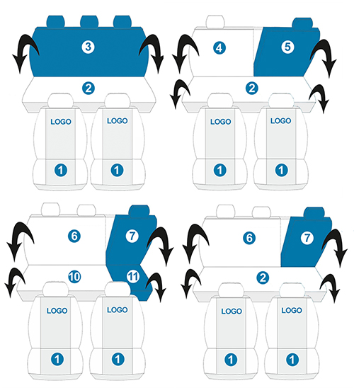Lupex Shop Copri-sedili Auto Compatibili Panda Seconda Serie (mod.169)  Versione Intera | Grigio Chiaro Nero | Set Copri-Sedile Anteriori e  Posteriori